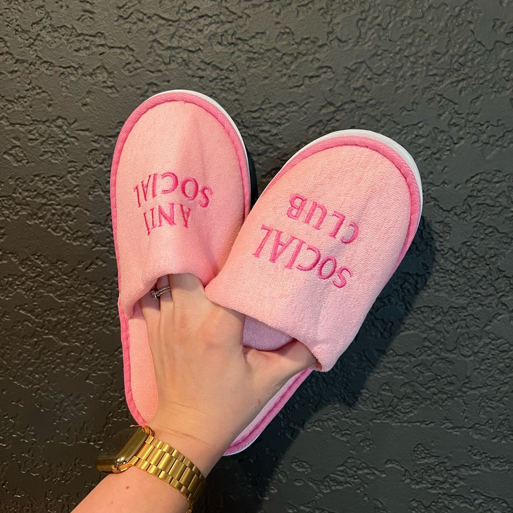 Pink Anti Social Club Slippers